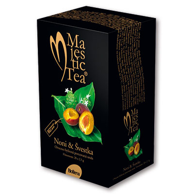 Bylinný čaj Biogena - noni a švestka, 20 x 2,5 g