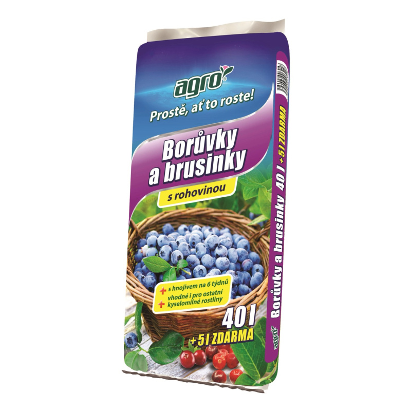 AGRO substrát pro borůvky a brusinky 40 + 5 l zdarma