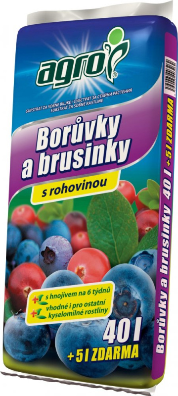 AGRO substrát pro borůvky a brusinky 40 + 5 l zdarma