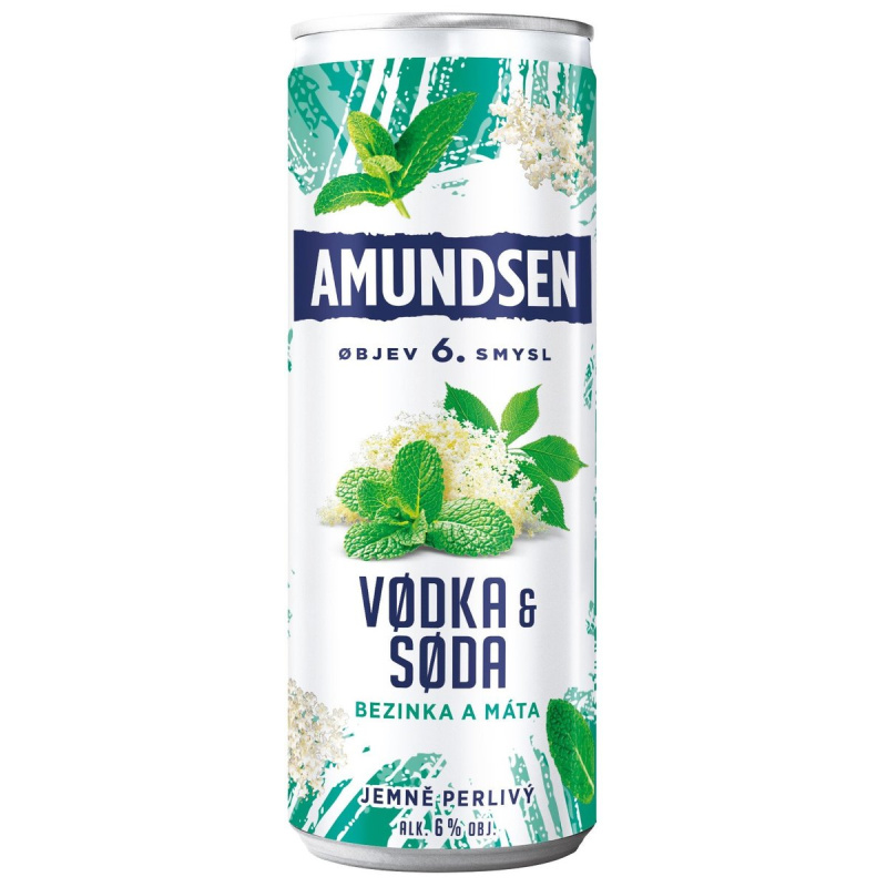 Amundsen Vodka & Soda s bezinkou a mátou Ready to Drink 6% obj. plech