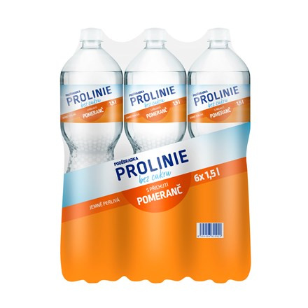 Poděbradka Prolinie Jemně perlivá pomeranč bez cukru 6×1,5 l