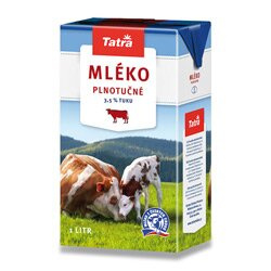 Trvanlivé mléko Tatra - plnotučné, 1 l, 3,5% tuku
