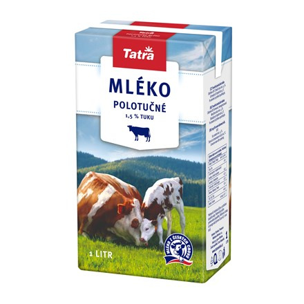 Trvanlivé mléko Tatra - polotučné 1,5%, 1 l