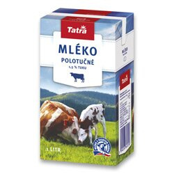 Trvanlivé mléko Tatra - polotučné 1,5%, 1 l