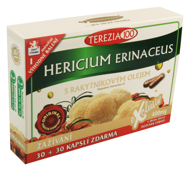 TEREZIA Hericium erinaceus s rakytníkovým olejem 30 + 30 kapslí ZDARMA