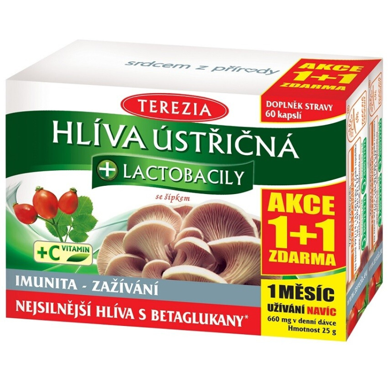 TEREZIA Hlíva ústřičná + lactobacily 60 + 60 kapslí ZDARMA