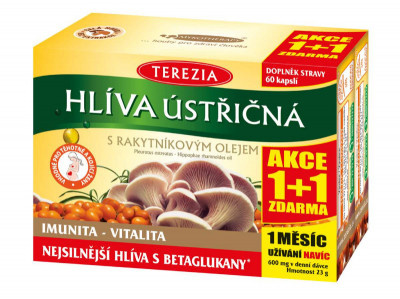 TEREZIA Hlíva ústřičná s rakytníkovým olejem 60 kapslí 1+1 ZDARMA