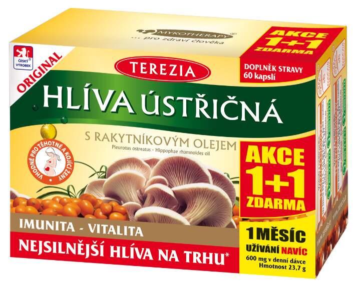TEREZIA Hlíva ústřičná s rakytníkovým olejem 60 kapslí 1+1 ZDARMA