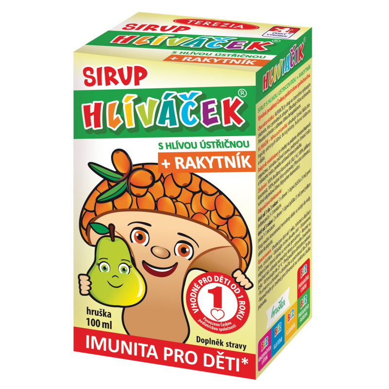 TEREZIA Hlíváček sirup s hlívou a rakytníkem  s příchutí hrušky 100 ml