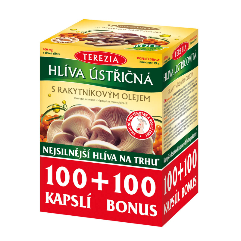 TEREZIA Hlíva ústřičná s rakytníkovým olejem 100 + 100 kapslí ZDARMA
