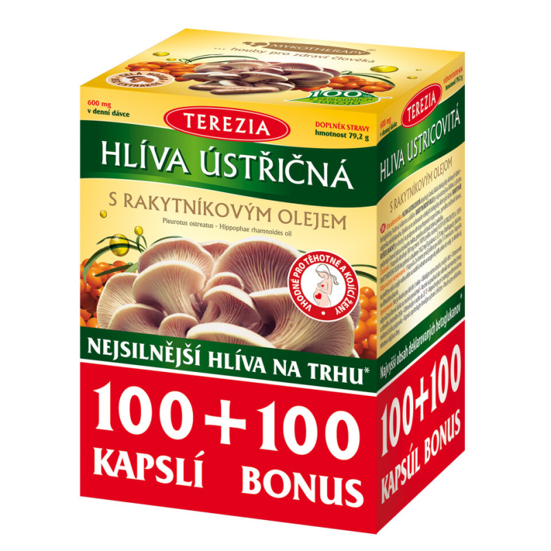 TEREZIA Hlíva ústřičná s rakytníkovým olejem 100 + 100 kapslí ZDARMA
