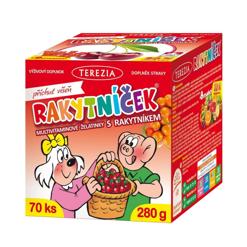 TEREZIA Rakytníček multivitaminové želatinky s rakytníkem Višeň 70 kusů