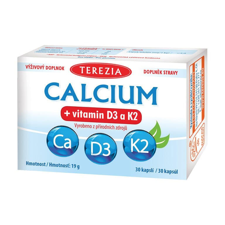 TEREZIA Calcium + vitamin D3 a K2 30 kapslí