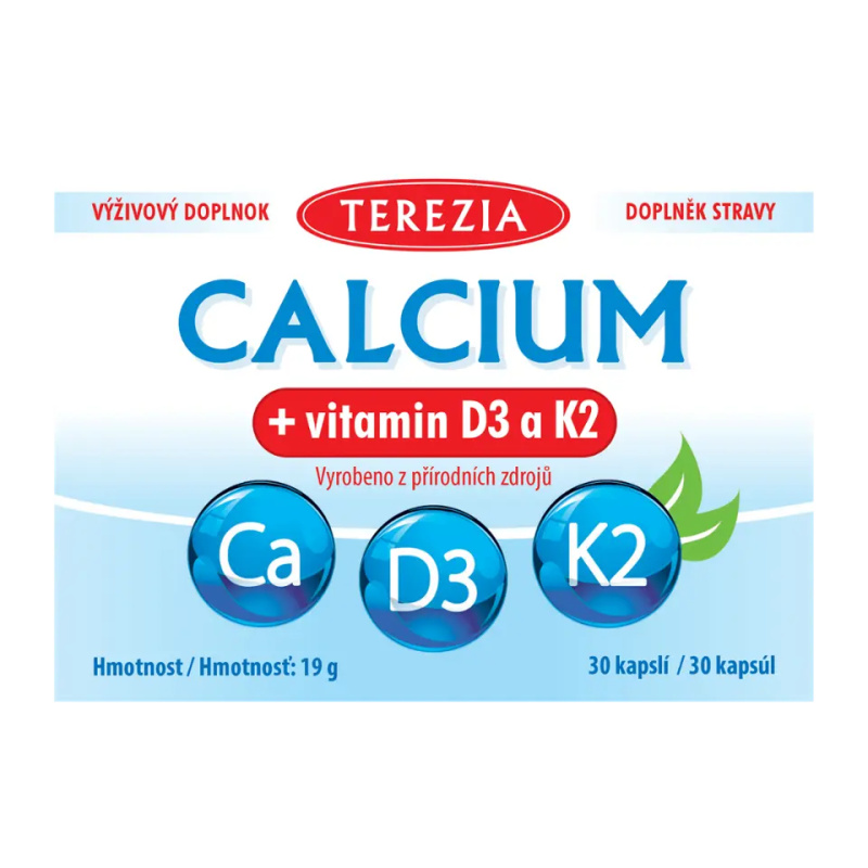 TEREZIA Calcium + vitamin D3 a K2 30 kapslí