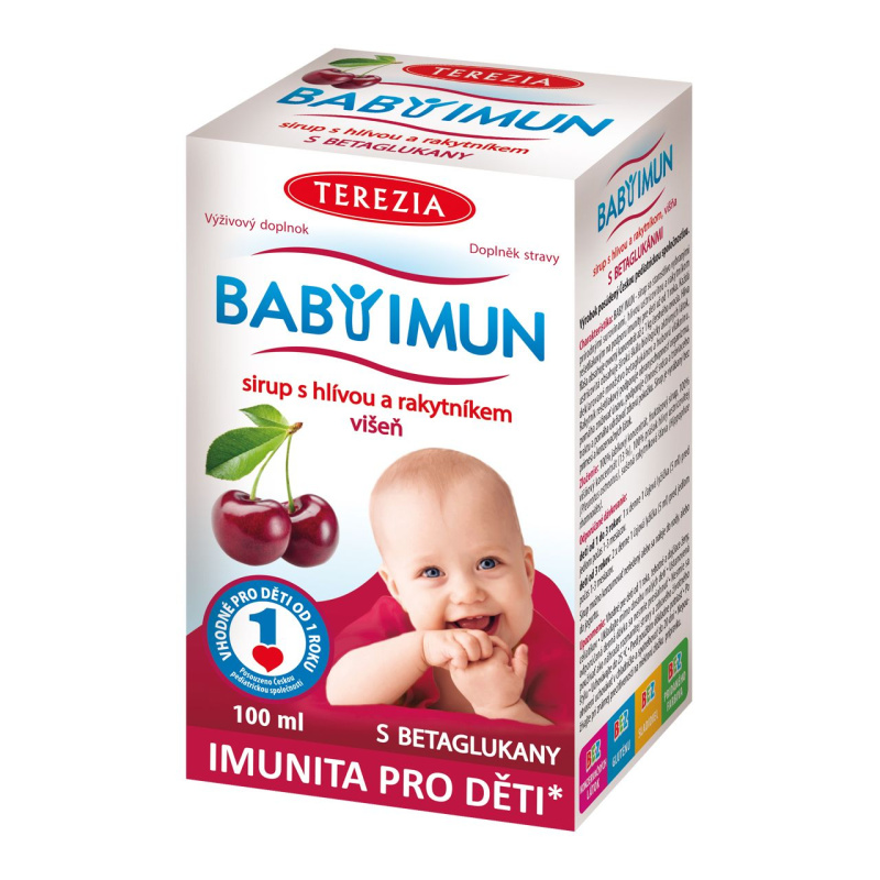 TEREZIA BABY IMUN Sirup s hlívou a rakytníkem Příchuť višeň 100 ml