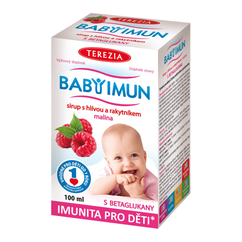 TEREZIA BABY IMUN Sirup s hlívou a rakytníkem příchuť malina 100 ml