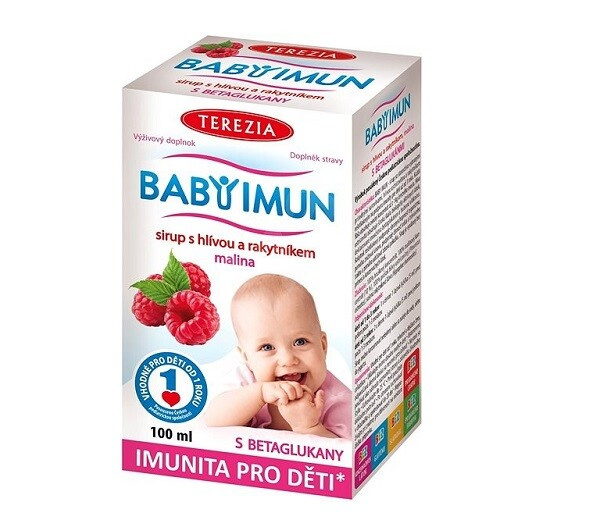 TEREZIA BABY IMUN Sirup s hlívou a rakytníkem příchuť malina 100 ml