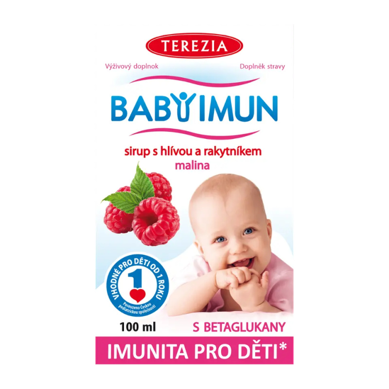 TEREZIA BABY IMUN Sirup s hlívou a rakytníkem příchuť malina 100 ml