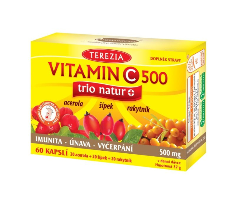TEREZIA Vitamin C 500 mg trio natur+ 60 kapslí