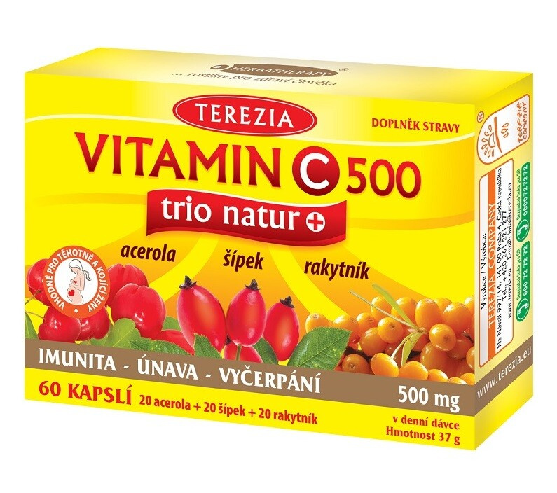 TEREZIA Vitamin C 500 mg trio natur+ 60 kapslí