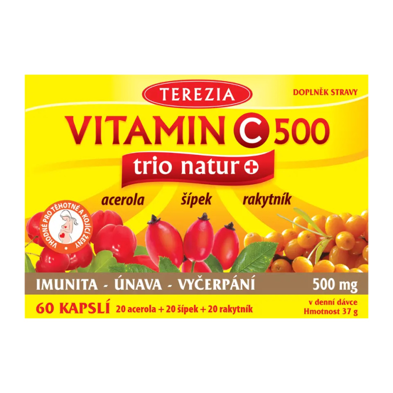 TEREZIA Vitamin C 500 mg trio natur+ 60 kapslí