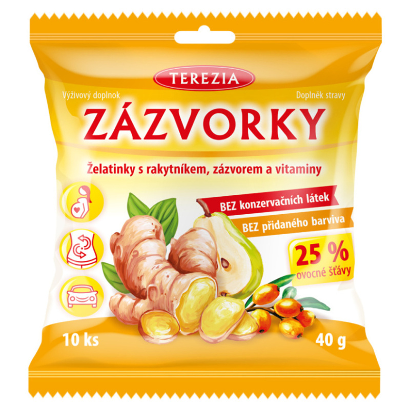 TEREZIA Zázvorky želatinky s rakytníkem, zázvorem a vitaminy 10 kusů