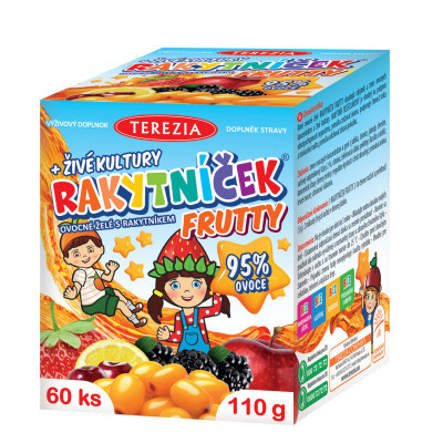 TEREZIA Rakytníček frutty ovocné želé s rakytníkem + živé kultury 60 kusů