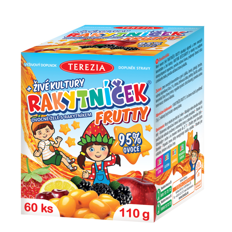 TEREZIA Rakytníček frutty ovocné želé s rakytníkem + živé kultury 60 kusů