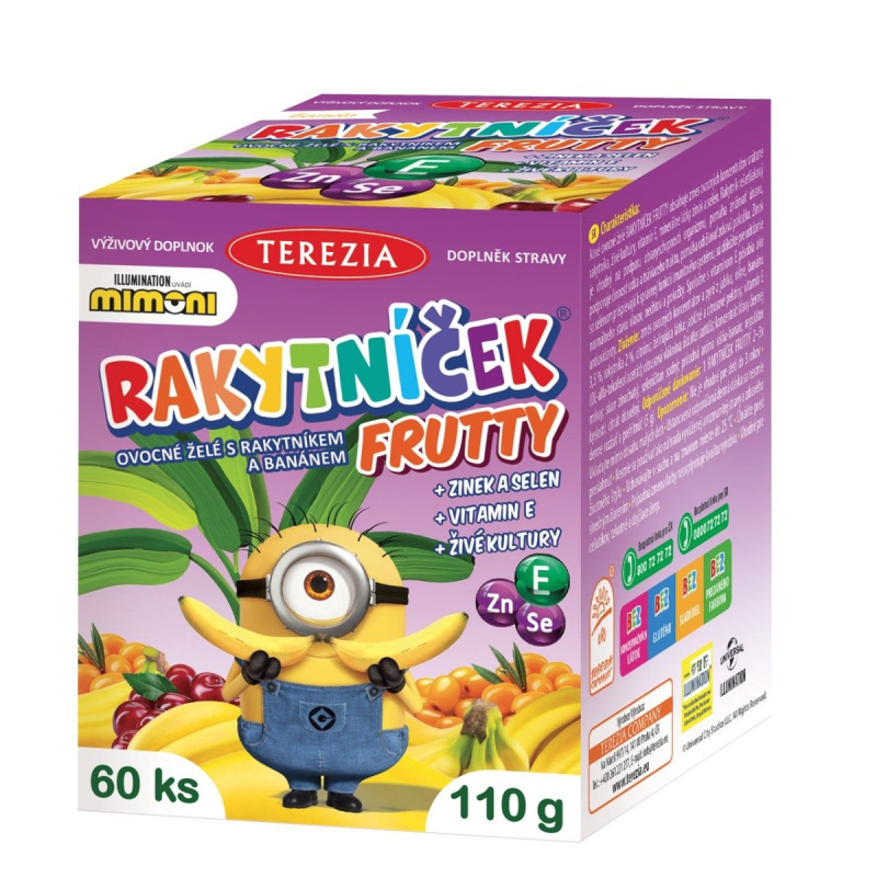 TEREZIA Rakytníček FRUTTY ovocné želatinky s rakytníkem MIMONI 60 kusů