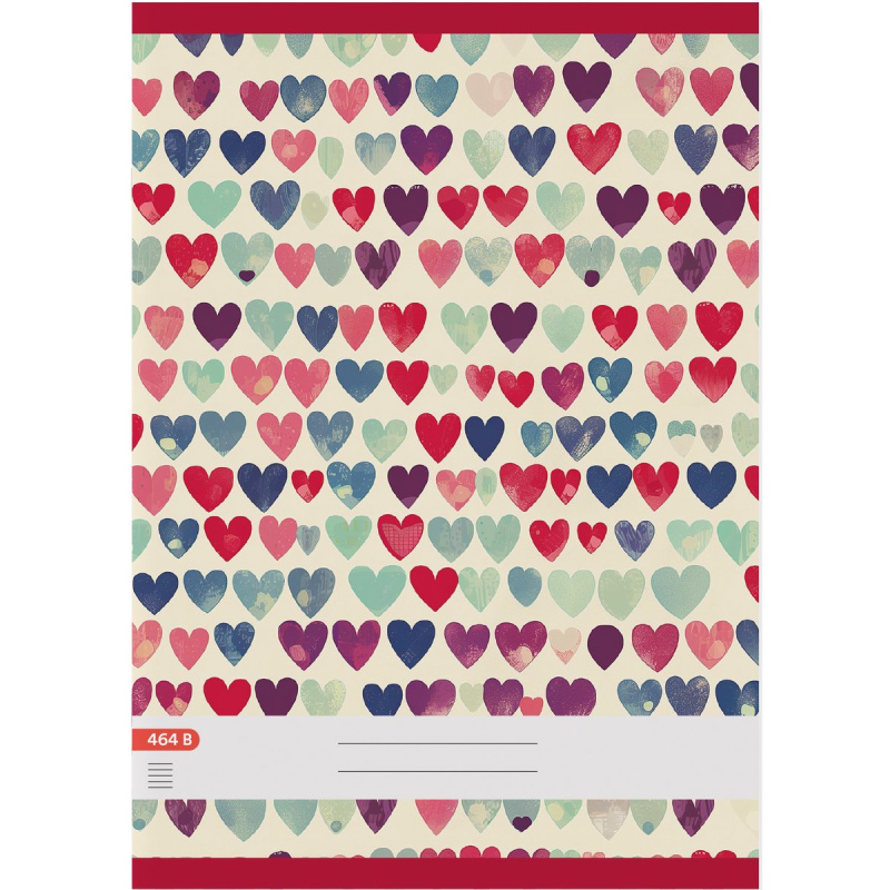 Školní sešit A4 linkovaný, 460 B, 60 listů – srdíčka