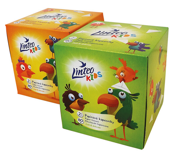 LINTEO Kids Papírové kapesníky 2-vrstvé BOX 80 ks