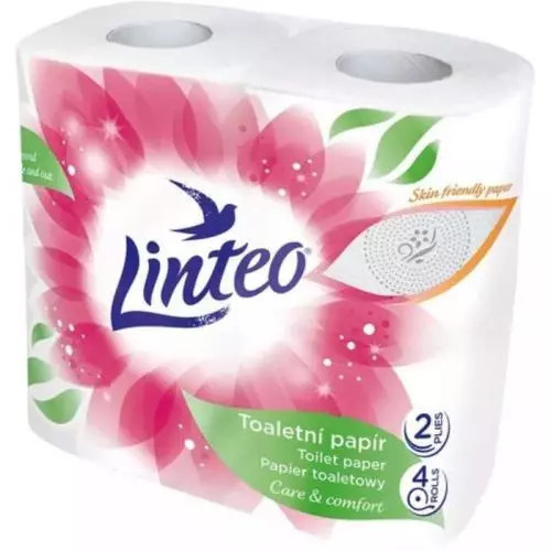 Toaletní papír Linteo Satin - dvouvrstvý, bílý s potiskem, 4 role