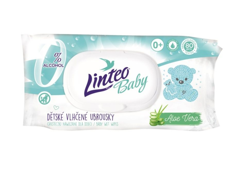 Linteo Baby Pure & Fresh dětské jemné vlhčené ubrousky s aloe vera 80 ks