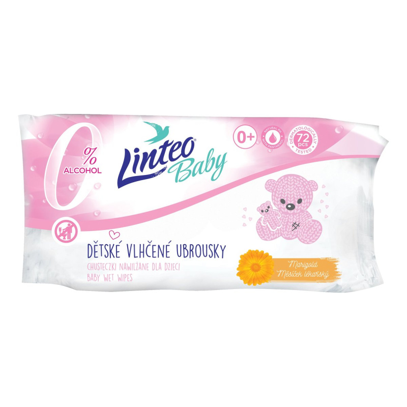 Linteo Baby Dětské vlhčené ubrousky s měsíčkem lékařským 72 ks