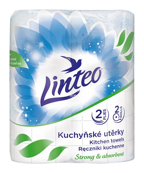 Kuchyňské utěrky Linteo - 2 vrstvé, bílé, 2 role