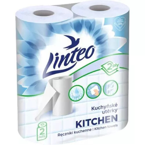 Kuchyňské utěrky Linteo - 2 vrstvé, bílé, 2 role