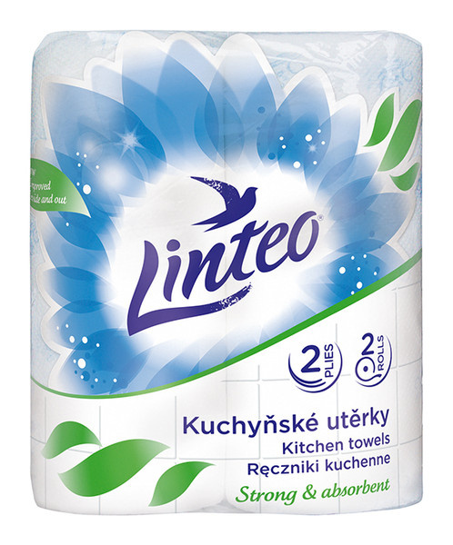 Kuchyňské utěrky Linteo - 2 vrstvé, bílé, 2 role