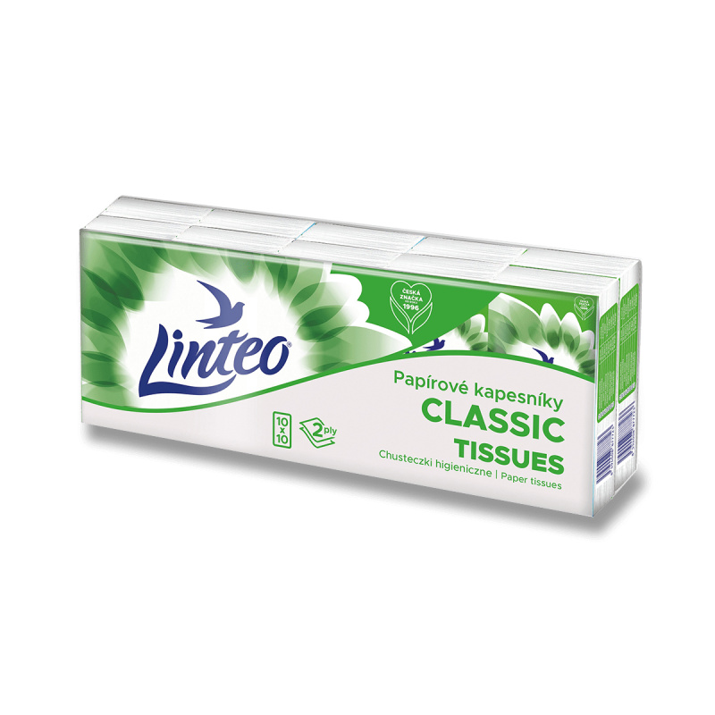 Linteo - papírové kapesníky - 2vrstvé, 10 × 10 ks