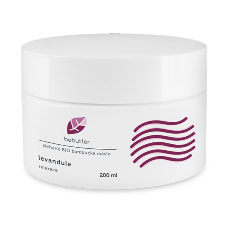 Bebutter Šlehané BIO bambucké máslo Levandule bambucké máslo pro zklidnění pokožky 200 ml