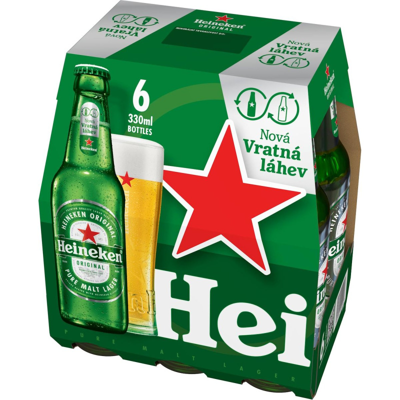 Heineken Světlý ležák sklo 6×0,33 l