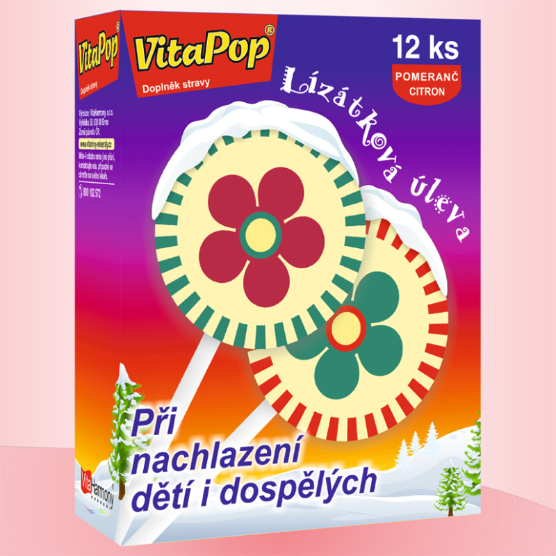 VitaHarmony VitaPop®, lízátková úleva při nachlazení, příchuť citrus - 12 lízátek