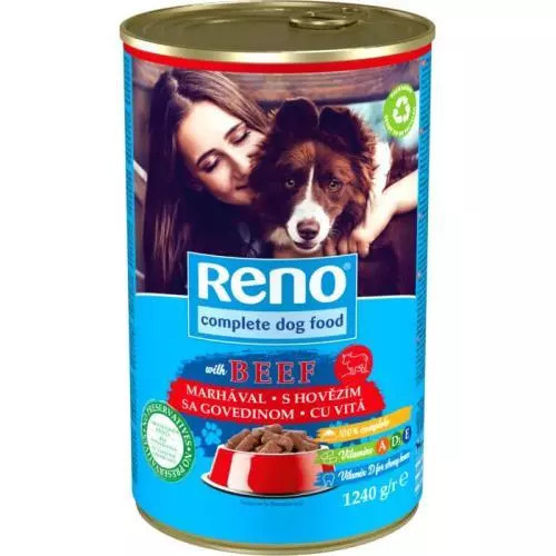 Reno Konzerva pro psy hovězí kousky v omáčce, 1240 g