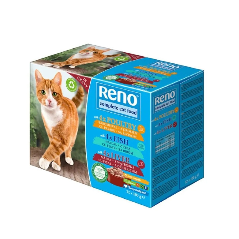 Reno Kapsičky pro kočky játra/ryba/drůbež, 12x 100 g