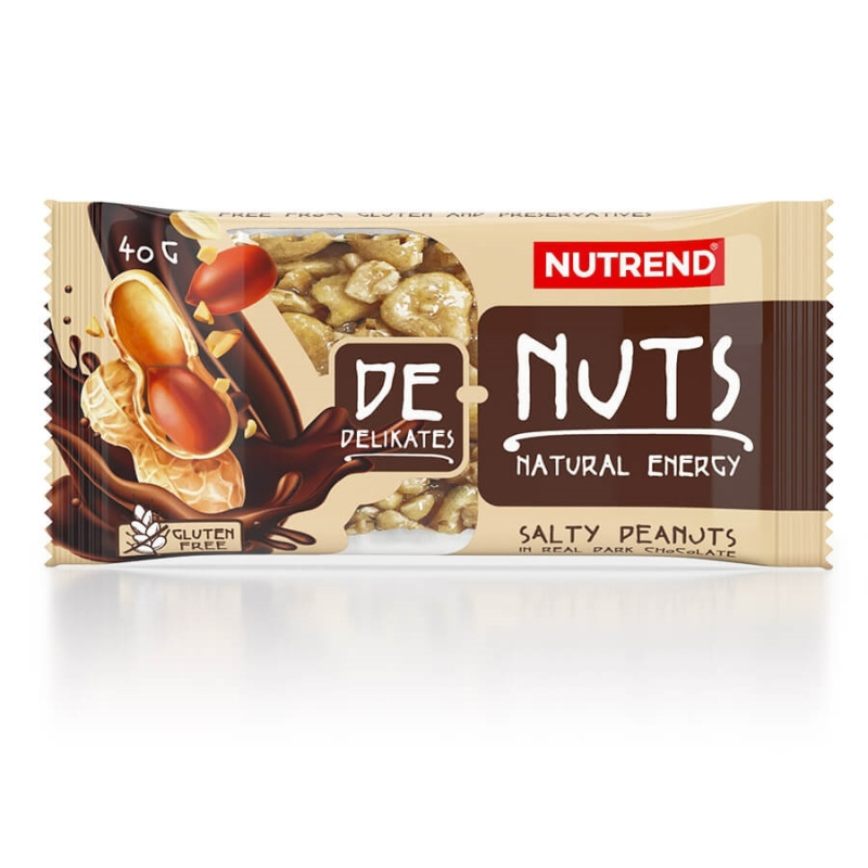 Nutrend DeNuts 40g - Slané arašídy v hořké čokoládě