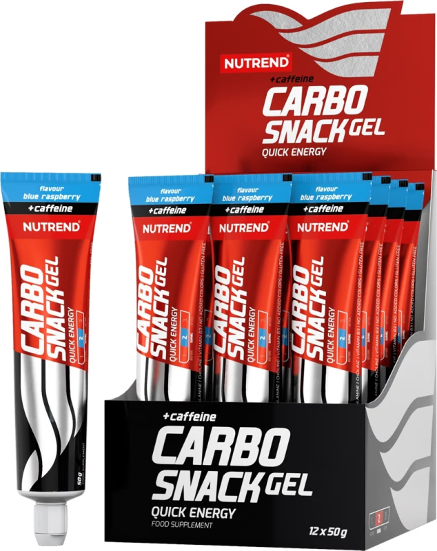 Nutrend Carbosnack with caffeine tuba 50 g - modrá malina