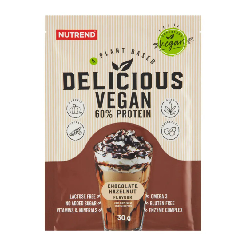 Nutrend Delicious Vegan Protein 30 g - Čokoláda/lískový ořech