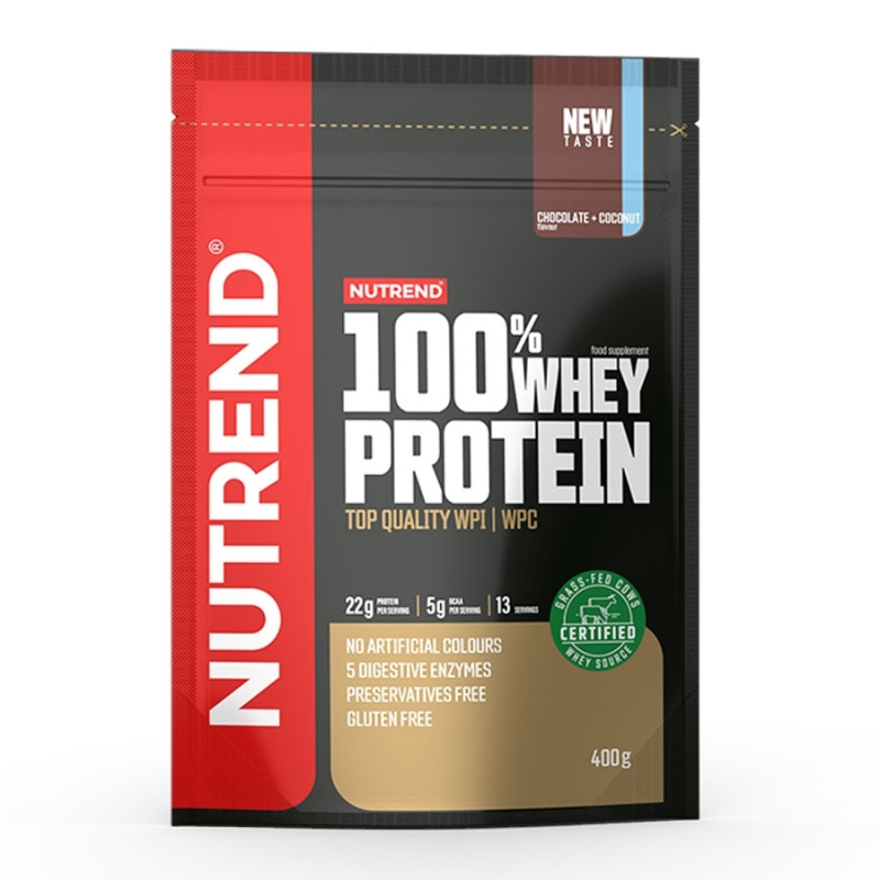 Nutrend 100% Whey Protein NEW, 400 g Příchuť: Bílá čokoláda/Kokos