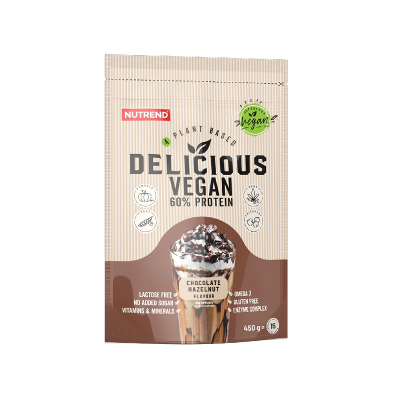 Nutrend Delicious Vegan Protein 450 g - Čokoláda/lískový ořech