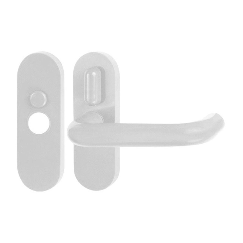 Interiérová dveřní klika s páčkou, bílá plastová