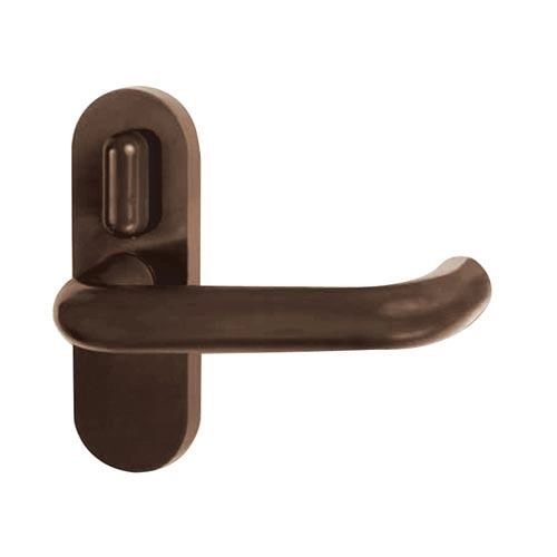 Interiérová dveřní klika s páčkou, hnědá, plast